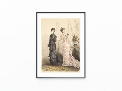 Mode-Tafel 1879 Rüschenkleid Frauenmode Kleider Modegrafik