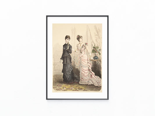 Mode-Tafel 1879 Rüschenkleid Frauenmode Kleider Modegrafik