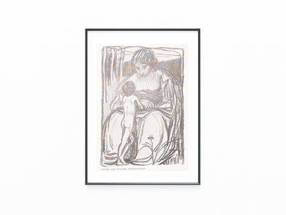Jugendstildruck Ludwig von Hofmann Riesenfräulein 1900 | Original Grafik Mutter und Kind | Vintage Art
