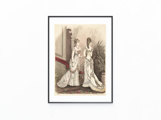1879 Ballkleider Original Damenmode Lithografie | Vintage Ästhetik