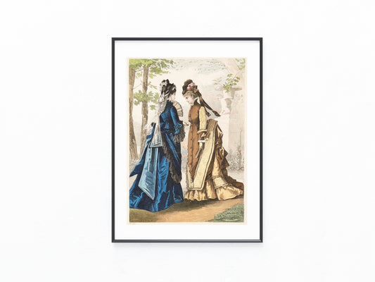1875 Original Mode-Tafel Damenkleider Lithografie | Antike Modeillustration