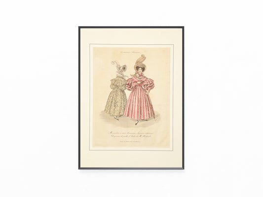 1830 Costumes Parisiens Original mit Passepartout | Handkolorierter Kupferstich