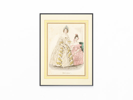 1850 Original Modes de Paris mit Passepartout | Handkolorierter Kupferstich