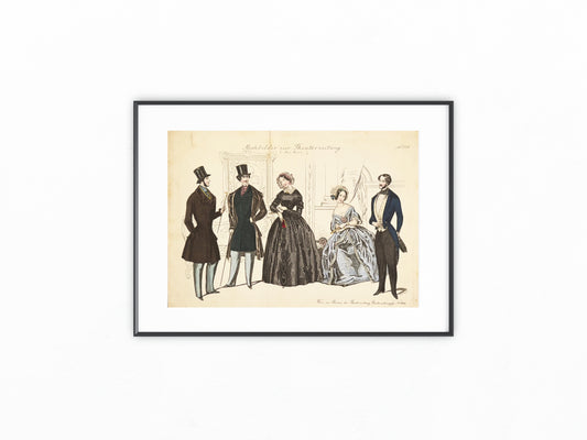 Original Modeblatt Modebilder 1850er | Handkolorierte Damenmode