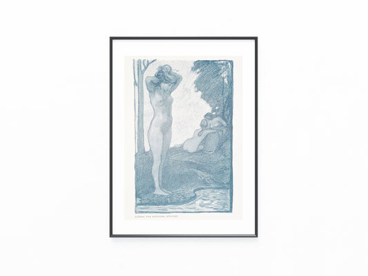 Jugendstildruck Ludwig von Hofmann Mädchen 1900 | Illustration zu Cäsar Flaischlen Frühling