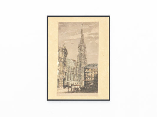 Original Radierung 1900 Wien Stephansdom Handkolorierte Stadtansicht