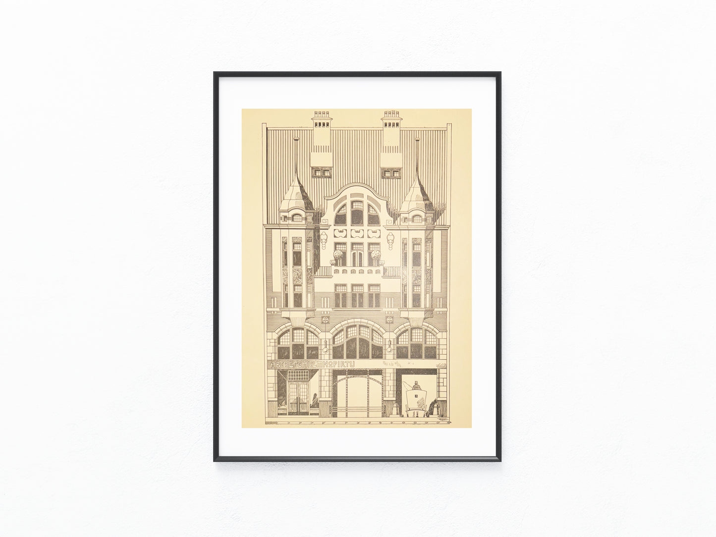 Original Architektur Tafel 1900 Jugendstil Geschäftshaus | Architektur Druck | Baukunst Historisch Vintage