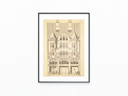 Original Architektur Tafel 1900 Jugendstil Geschäftshaus | Architektur Druck | Baukunst Historisch Vintage