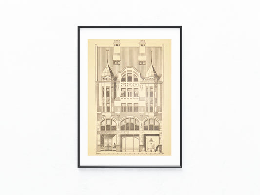 Original Architektur Tafel 1900 Jugendstil Geschäftshaus | Architektur Druck | Baukunst Historisch Vintage