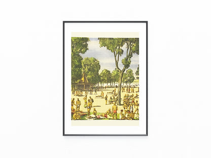 Wien Gänsehäufel 1930 Original Farblithografie | Janesch Baden Sommer Freizeit Schwimmbad
