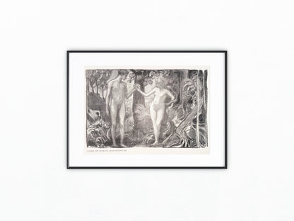 Adam und Eva 1900 Jugendstildruck Ludwig von Hofmann | Art Nouveau Jugendstil Paradies