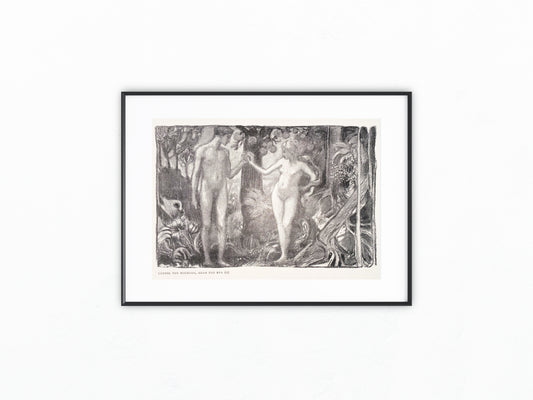 Adam und Eva 1900 Jugendstildruck Ludwig von Hofmann | Art Nouveau Jugendstil Paradies