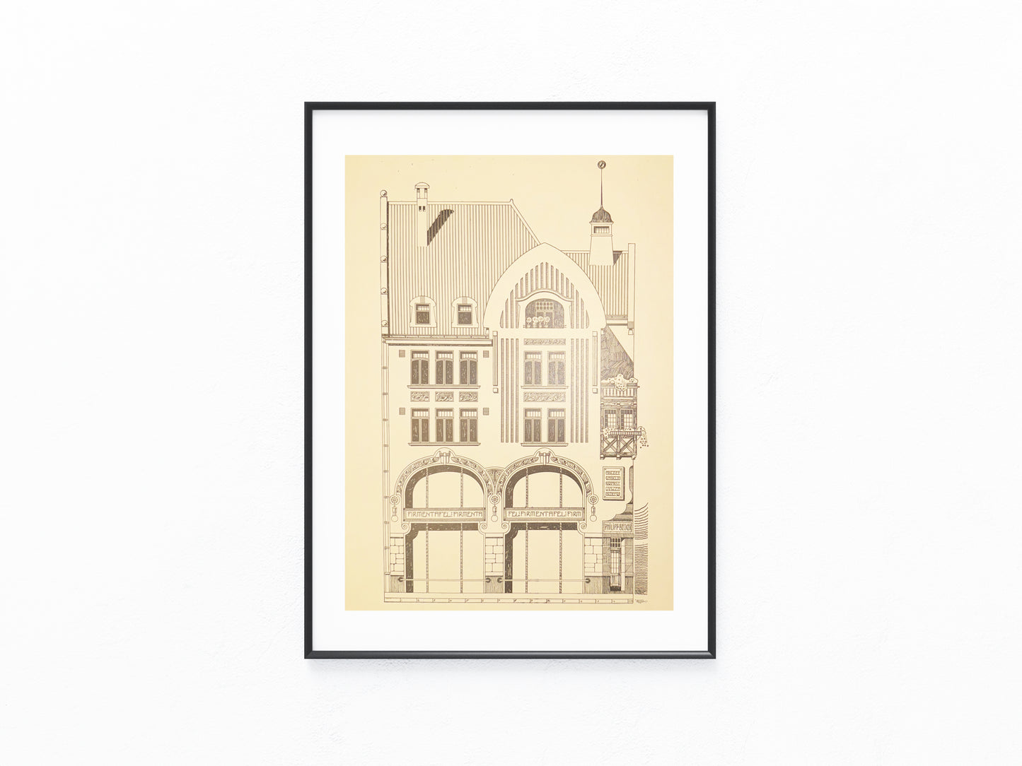 Eckhaus Jugendstil Fassade 1900 Original Architektur | Vintage Baukunst Druck
