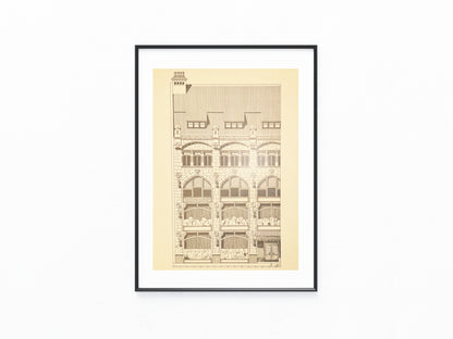 Jugendstil Warenhaus-Fassade Original Architektur Tafel 1900 | Baukunst Druck