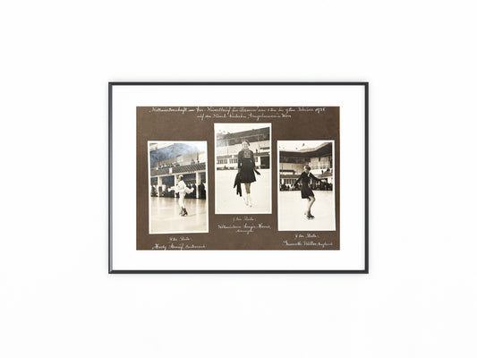 Original Fototafel 1935 Eiskunstlauf Weltmeisterschaft Wien Vintage