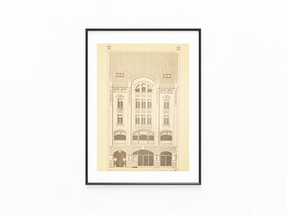 Jugendstil Geschäfts- & Wohnhaus 1900 | Original Baukunst Druck Architektur
