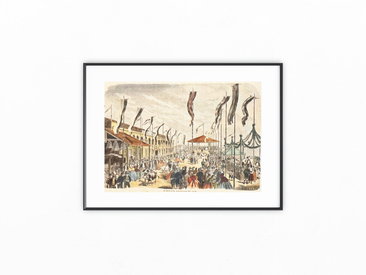 1860 Wiener Prater Eröffnung | Original im Passepartout | Historische Illustration