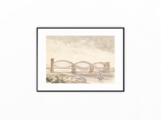 1873 Die neue Elbbrücke bei Hamburg | Historische Architektur Druck