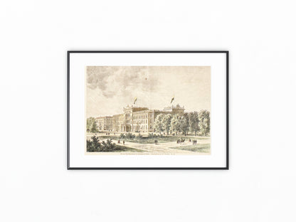 1860 Berlin Kronprinzenpalais Original kolorierter Holzstich | Architektur Druck
