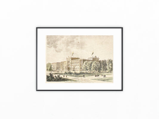 1860 Berlin Kronprinzenpalais Original kolorierter Holzstich | Architektur Druck