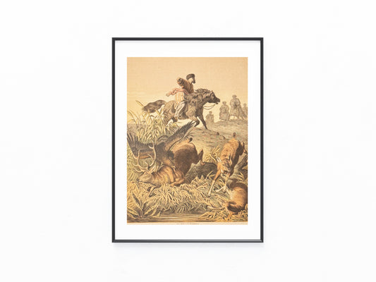 1880 Original Beizjagd Lithografie | Adlerjagd bei den Kirgisen | Falknerei Vögel