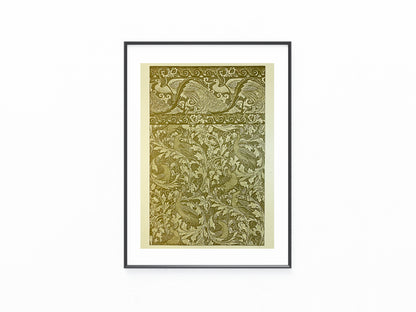 Original Jugendstil Druck Dekor mit Pfauen 1900 | Ornamentale Art Nouveau Kunst