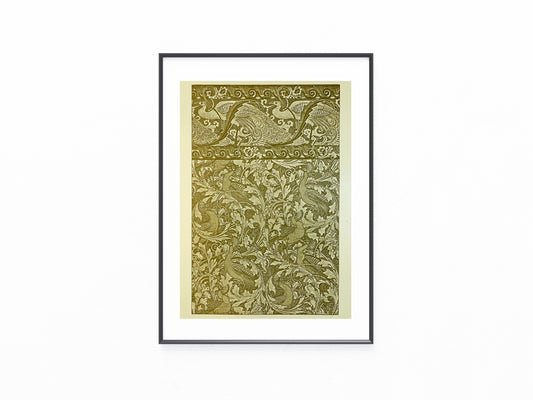 Original Jugendstil Druck Dekor mit Pfauen 1900 | Ornamentale Art Nouveau Kunst