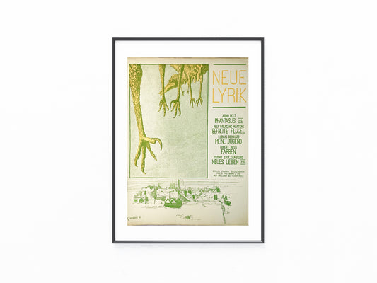 1899 Original Jugendstil Druck Neue Lyrik | Cover Illustration W. Jordan Grafik