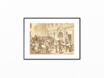 1880 Wien Zeitungsgasse Lithografie | Historische Straßenszene | Wiener Presse