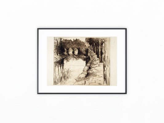 Original Druck Albert Baertsoen Le Vieux Pont 1900 | Historische Radierung Belgien
