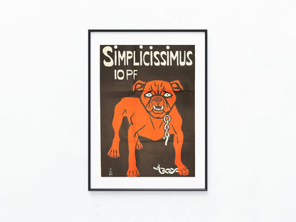 Plakat Simplicissimus rote Bulldogge 1896 | Satire München Jugendstil
