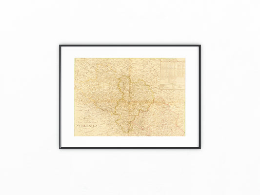 1831 Original Landkarte Schlesien Weiland | Historische Karte Preussen Provinz