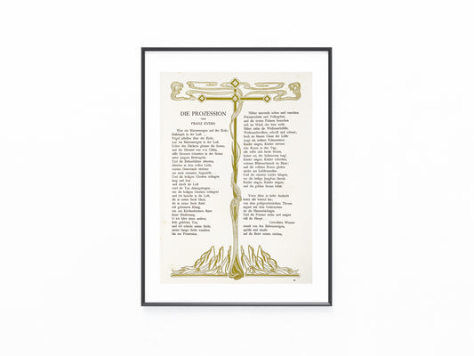 Franz Evers Die Prozession 1900 Original Jugendstil Druck | Art Nouveau Poesie