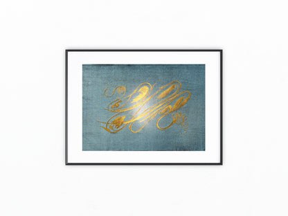 Hermann Obrist Jugendstil Ornament in Gold auf Blau 1900 Original Druck | Art Nouveau