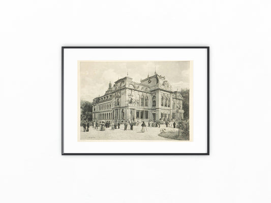 Original Grafik Karlsbad 1890 | Kurhaus Böhmen Kurort | Historische Architektur
