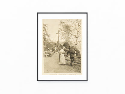 Original Karlsbad Grafik 1890 | Spaziergang am Heiligen Kreuz | Historisches Böhmen