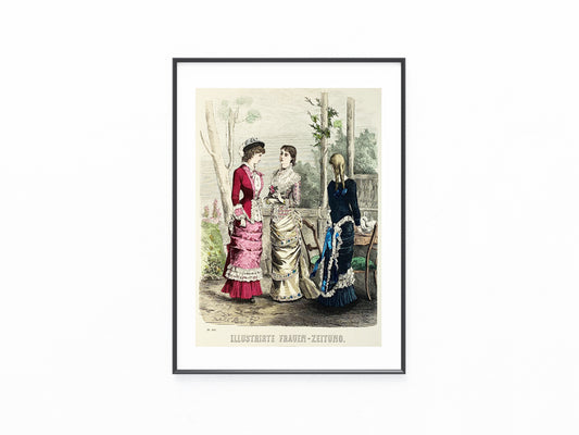 Original Modekupfer Damenkleider 1879 | Modegrafik Gründerzeit Damenmode Fashion
