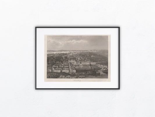 Original Hamburg Ansicht 1856 Antike Stadt-Lithografie