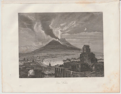 Original Vesuv Ansicht 1858 Vulkan Lithografie
