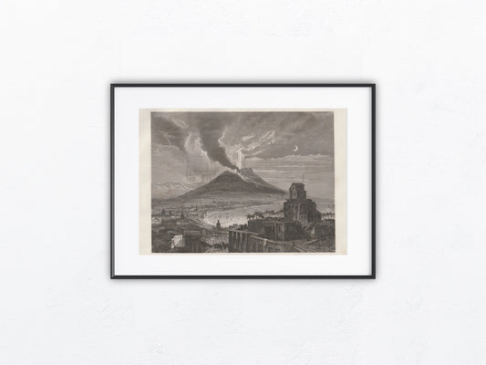 Original Vesuv Ansicht 1858 Vulkan Lithografie