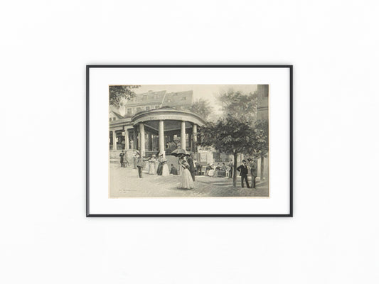 Original Grafik Karlsbad Heilquellen 1890 | Schlossbrunnen Kolonnade Kurort Karlovy Vary