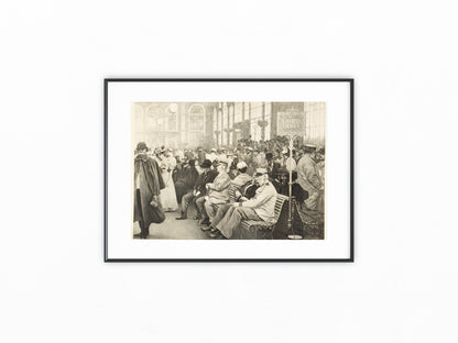 Original Grafik Karlsbad 1890 | Sprudel Kolonnade mit Kurgästen Bäderkultur Monarchie