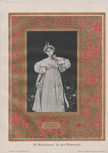 Jugendstil Original Kunstdruck Rosenzeit Sichelkow 1900