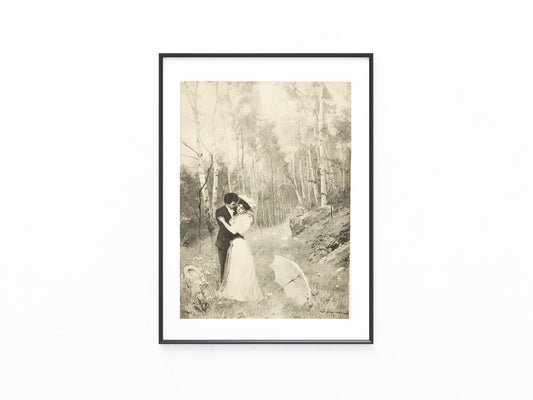 Liebespaar im Wald Karlsbad 1890 | Romantische Szene im Kurpark | Romantik Liebe