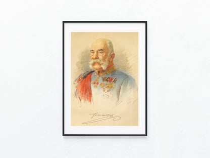 1910 Kaiser Franz Joseph I. Original Farblithografie | Österreich-Ungarn Monarchie | Militärportrait mit Orden