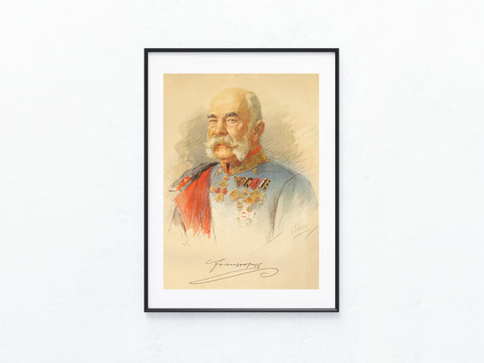 1910 Kaiser Franz Joseph I. Original Farblithografie | Österreich-Ungarn Monarchie | Militärportrait mit Orden
