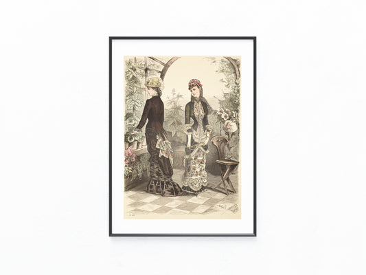 Original Mode Lithografie 1881 Frauenmode Design