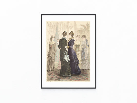 Original Mode Lithografie 1881 Salon-Szene