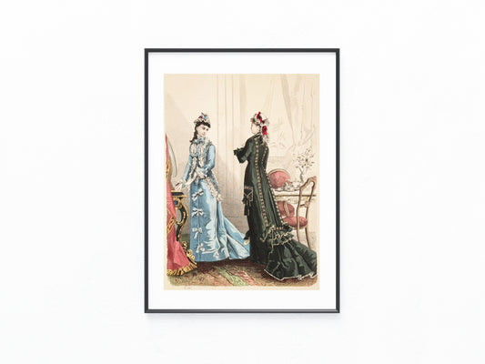 Original Modegrafik 1877 Antike Lithografie Damenmode