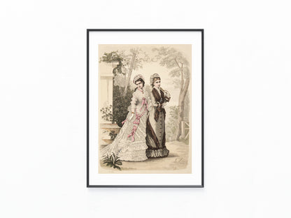 Original Modegrafik 1876 Lithografie mit Damenmode